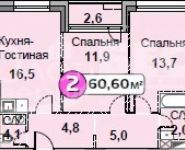 2-комнатная квартира площадью 60.1 кв.м, Каширское ш., 65 | цена 6 650 000 руб. | www.metrprice.ru