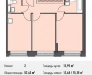 2-комнатная квартира площадью 57.4 кв.м, Донецкая ул., 30С1 | цена 6 774 380 руб. | www.metrprice.ru