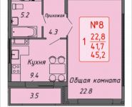 1-комнатная квартира площадью 45.2 кв.м, Ленинский пр-т, 16 | цена 4 248 800 руб. | www.metrprice.ru