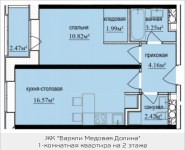 1-комнатная квартира площадью 40.45 кв.м, Октябрьская, корп.6 | цена 3 890 920 руб. | www.metrprice.ru