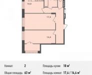 2-комнатная квартира площадью 63 кв.м, Богородский мкр, 14 | цена 3 673 530 руб. | www.metrprice.ru