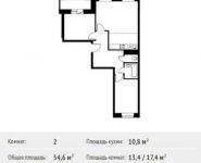 2-комнатная квартира площадью 54.6 кв.м, Фруктовая улица, 1 | цена 5 338 744 руб. | www.metrprice.ru