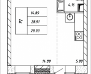 1-комнатная квартира площадью 29.93 кв.м, Омская, 15 | цена 3 322 230 руб. | www.metrprice.ru
