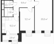 2-комнатная квартира площадью 58.6 кв.м, Абрамцевская, влд.10, корп.1 | цена 10 690 984 руб. | www.metrprice.ru