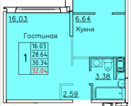 1-комнатная квартира площадью 32.04 кв.м, деревня Лопатино, 18 | цена 2 262 655 руб. | www.metrprice.ru
