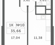 1-комнатная квартира площадью 35.66 кв.м, Мякининское шоссе, 2 | цена 3 177 306 руб. | www.metrprice.ru