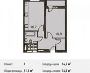 1-комнатная квартира площадью 51.6 кв.м, Акуловская улица, 23 | цена 9 391 732 руб. | www.metrprice.ru