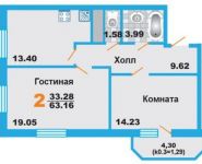 2-комнатная квартира площадью 63.2 кв.м, Молодежная ул., 78 | цена 7 100 000 руб. | www.metrprice.ru