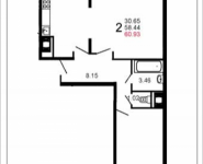 2-комнатная квартира площадью 61.4 кв.м, Шестая, 11 | цена 3 787 323 руб. | www.metrprice.ru