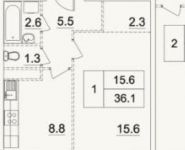 1-комнатная квартира площадью 36.4 кв.м, Транспортный проезд, 3 | цена 3 899 000 руб. | www.metrprice.ru