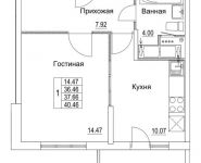 1-комнатная квартира площадью 37.66 кв.м, 2-я Муравская | цена 5 246 248 руб. | www.metrprice.ru