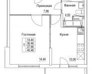 1-комнатная квартира площадью 37.66 кв.м, 2-я Муравская | цена 5 170 326 руб. | www.metrprice.ru