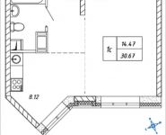 1-комнатная квартира площадью 30.67 кв.м, Омская, 10 | цена 3 680 400 руб. | www.metrprice.ru