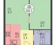 2-комнатная квартира площадью 30 кв.м, Авангардная ул., К7 | цена 2 859 500 руб. | www.metrprice.ru