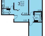 3-комнатная квартира площадью 76.47 кв.м, 5-й микрорайон, 18 | цена 4 074 322 руб. | www.metrprice.ru