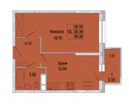 1-комнатная квартира площадью 39.39 кв.м, Правдинский гск, 4 | цена 2 383 307 руб. | www.metrprice.ru