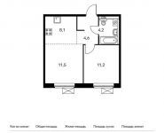 2-комнатная квартира площадью 39.6 кв.м, Ясеневая ул, 12к1 | цена 7 068 600 руб. | www.metrprice.ru