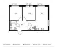 2-комнатная квартира площадью 56.3 кв.м,  | цена 5 185 230 руб. | www.metrprice.ru