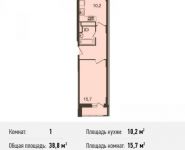 1-комнатная квартира площадью 38.8 кв.м, Бережок ул., 4 | цена 2 521 612 руб. | www.metrprice.ru