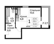 1-комнатная квартира площадью 31.8 кв.м, ул Лесная, д. 8 | цена 4 399 530 руб. | www.metrprice.ru