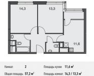 2-комнатная квартира площадью 57.2 кв.м, Докучаев пер, 2 | цена 15 444 000 руб. | www.metrprice.ru