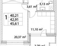 1-комнатная квартира площадью 42 кв.м, Лазоревый пр., 3С7 | цена 9 084 175 руб. | www.metrprice.ru