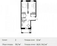 2-комнатная квартира площадью 59.7 кв.м в ЖК «Лайково»,  | цена 5 723 857 руб. | www.metrprice.ru