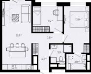 3-комнатная квартира площадью 63.1 кв.м, улица Ситникова, 8 | цена 13 989 050 руб. | www.metrprice.ru