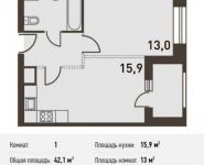 1-комнатная квартира площадью 42.1 кв.м, Головинское ш., 5 | цена 8 125 300 руб. | www.metrprice.ru