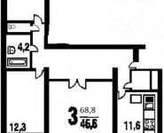 3-комнатная квартира площадью 68.8 кв.м, Академика Доллежаля ул., 4 | цена 6 200 000 руб. | www.metrprice.ru