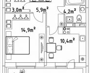 1-комнатная квартира площадью 42 кв.м, Строителей, корп.5 | цена 1 680 000 руб. | www.metrprice.ru