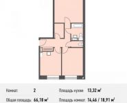 2-комнатная квартира площадью 66.2 кв.м, Донецкая ул., 30С1 | цена 7 441 853 руб. | www.metrprice.ru