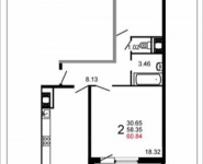 2-комнатная квартира площадью 60.4 кв.м, Шестая ул., 17 | цена 4 003 408 руб. | www.metrprice.ru