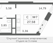 1-комнатная квартира площадью 27.58 кв.м, Мякининское шоссе, 2 | цена 2 393 944 руб. | www.metrprice.ru