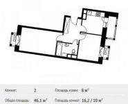 2-комнатная квартира площадью 46.1 кв.м, Софийская ул. | цена 3 756 862 руб. | www.metrprice.ru