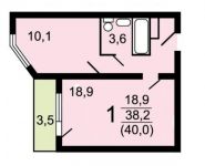 1-комнатная квартира площадью 37.8 кв.м, Бориса Пастернака ул., 25 | цена 5 700 000 руб. | www.metrprice.ru