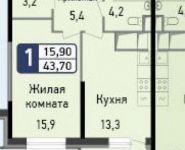 1-комнатная квартира площадью 43.7 кв.м, Ильменский проезд, 14 | цена 3 086 749 руб. | www.metrprice.ru