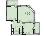 2-комнатная квартира площадью 69.2 кв.м, Центральная улица, д.14 | цена 4 520 144 руб. | www.metrprice.ru