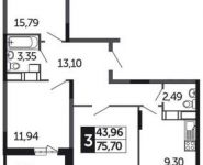 3-комнатная квартира площадью 75.7 кв.м, Северное шоссе, 4 | цена 3 954 568 руб. | www.metrprice.ru
