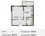 1-комнатная квартира площадью 38.6 кв.м, Родниковая ул. | цена 4 167 200 руб. | www.metrprice.ru