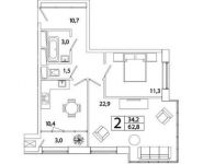 2-комнатная квартира площадью 64.1 кв.м, Рязанский пр-кт, 2 | цена 9 755 507 руб. | www.metrprice.ru