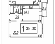 1-комнатная квартира площадью 38 кв.м, Колхозная улица, 20 | цена 2 230 710 руб. | www.metrprice.ru