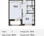 1-комнатная квартира площадью 40.9 кв.м, Волоколамское ш., 67АС1 | цена 7 476 705 руб. | www.metrprice.ru