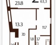 2-комнатная квартира площадью 63.3 кв.м, улица Саморы Машела, 5 | цена 8 178 360 руб. | www.metrprice.ru