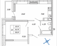 2-комнатная квартира площадью 38.2 кв.м, Дружбы, корп.36 | цена 4 125 600 руб. | www.metrprice.ru