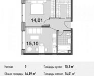 1-комнатная квартира площадью 44.1 кв.м, улица Фабрициуса, 22 | цена 7 615 049 руб. | www.metrprice.ru