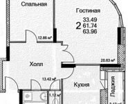 2-комнатная квартира площадью 64 кв.м, Каширское ш., 8 | цена 4 695 134 руб. | www.metrprice.ru