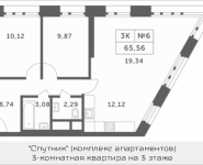 3-комнатная квартира площадью 65.56 кв.м, Мякининское шоссе, 2 | цена 5 349 696 руб. | www.metrprice.ru