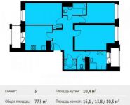 3-комнатная квартира площадью 77.3 кв.м, Софийская ул. | цена 8 639 682 руб. | www.metrprice.ru