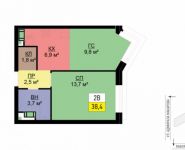 2-комнатная квартира площадью 38 кв.м, улица Адмирала Макарова, 6с4 | цена 8 421 336 руб. | www.metrprice.ru